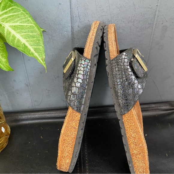 Pre-owned Birkenstock Madrid Iridescent Black Slide Sandals 39/8 Women’s - Picture 4 of 8